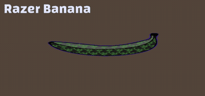 A Drawing Of A Razer Banana With A Green Outline On A Brown Background GIF