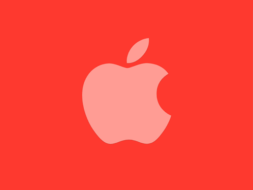 a drawing of a red apple with a white outline on a red background