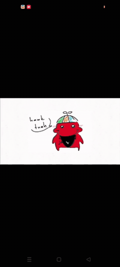 A Drawing Of A Red Cartoon Character With A Colorful Hat And The Words " Awk Tuah " GIF