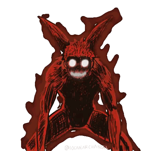 A Drawing Of A Red Monster With White Eyes And A Watermark That Says Ig @ Amarchannel Sticker