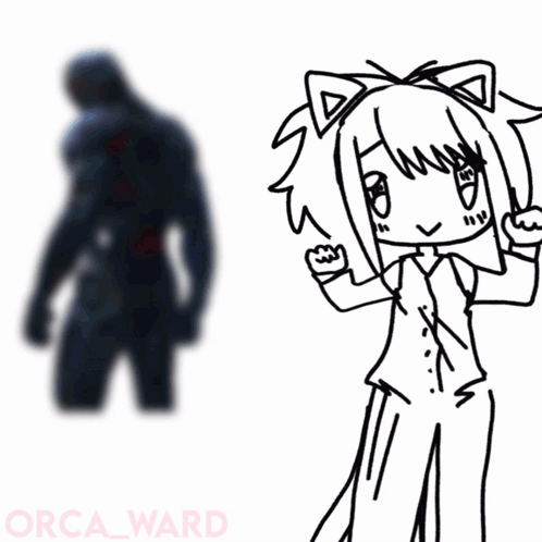 A Drawing Of A Robot Next To A Drawing Of A Person With The Name Orca_ward On The Bottom GIF