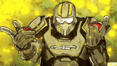 A Drawing Of A Robot Wearing A Helmet And Goggles GIF
