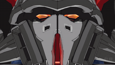A Drawing Of A Robot With A Red Nose And A Black Background GIF