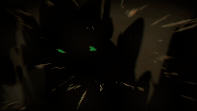 A Drawing Of A Robot With Green Eyes And A Hood GIF