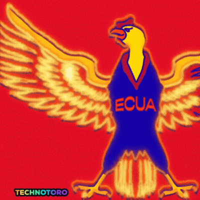 A Drawing Of A Rooster With The Word Ecua On It GIF