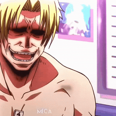 a drawing of a shirtless man with the word mica on the bottom