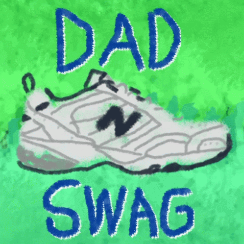 A Drawing Of A Shoe With The Words Dad Swag Written Above It GIF