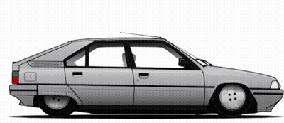 A Drawing Of A Silver Car With Black Wheels GIF