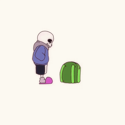 A Drawing Of A Skeleton With A Green Backpack GIF