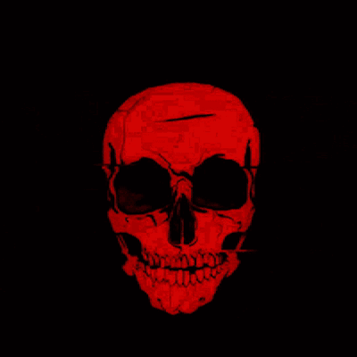 A Drawing Of A Skull With A Black Background GIF