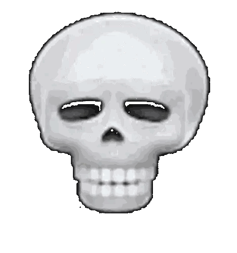 A Drawing Of A Skull With A Smile On It 'S Face Sticker