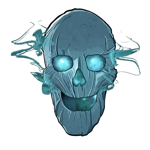 A Drawing Of A Skull With Blue Eyes Sticker