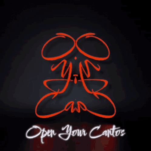 A Drawing Of A Skull With The Words Open Your Cantos On The Bottom GIF