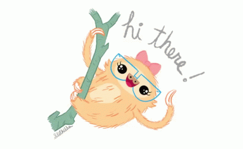 A Drawing Of A Sloth With Glasses And The Words Hi There Written Below It GIF