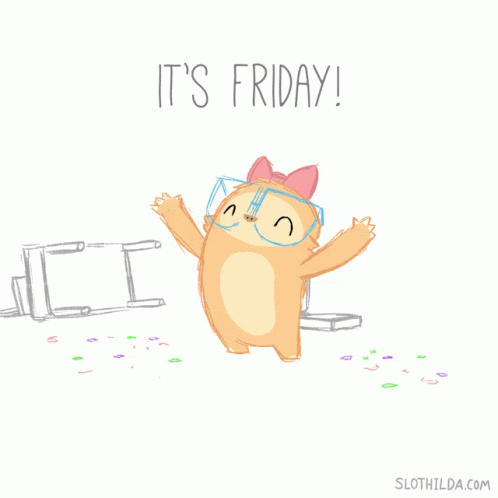A Drawing Of A Sloth With The Words It 'S Friday On The Bottom GIF