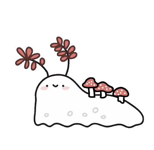 A Drawing Of A Slug With Mushrooms And Flowers On Its Back Sticker