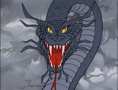 A Drawing Of A Snake With Its Mouth Open GIF