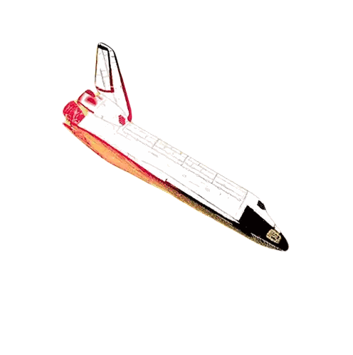 A Drawing Of A Space Shuttle With A Red Tail Sticker