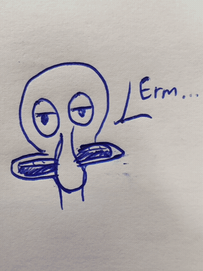 A Drawing Of A Squid With The Word " Em " Written In Blue Marker GIF