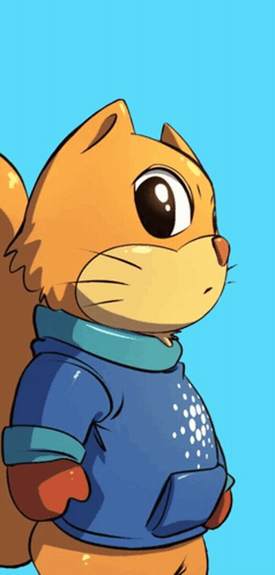 A Drawing Of A Squirrel Wearing A Blue Sweater GIF