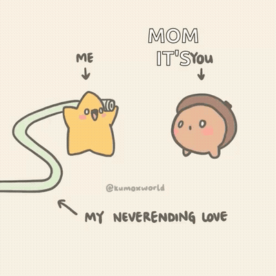 A Drawing Of A Star Spraying Hearts With The Words Mom It 'S You GIF