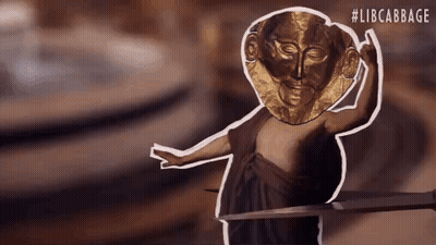 A Drawing Of A Statue Of A Man With A Circle Around His Head GIF