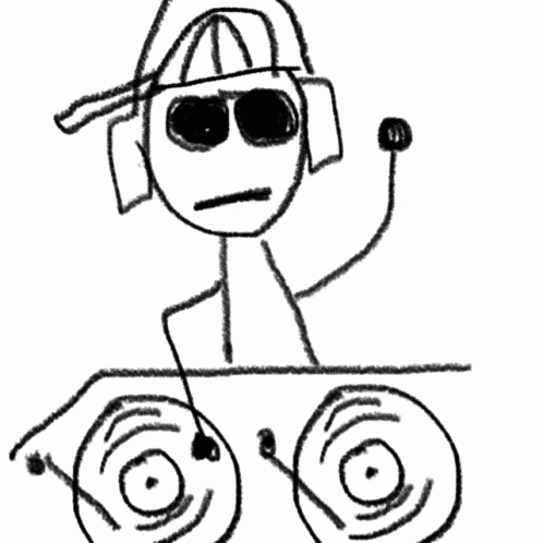 A Drawing Of A Stick Figure Wearing Headphones And Sunglasses GIF