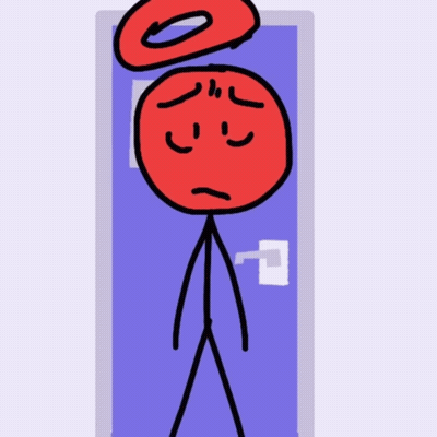 A Drawing Of A Stick Figure With A Red Circle On His Head GIF