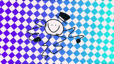 A Drawing Of A Stick Figure With A Top Hat And A Smiley Face GIF
