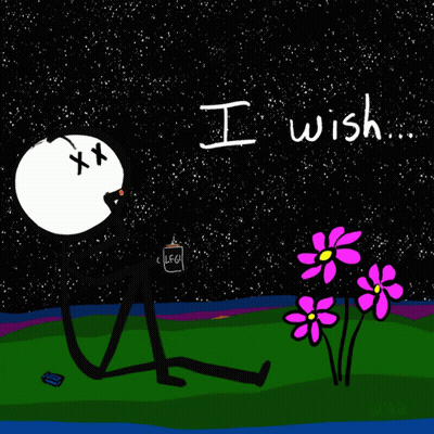 A Drawing Of A Stick Figure With The Words " I Wish " On It GIF