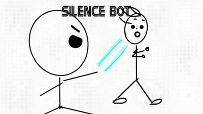 A Drawing Of A Stick Figure With The Words Silence Bot On The Bottom GIF