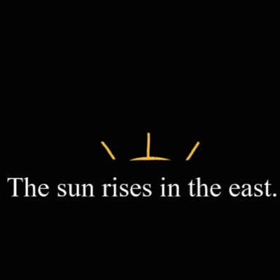 A Drawing Of A Sun With A Face And The Words The Sun Rises In The East GIF