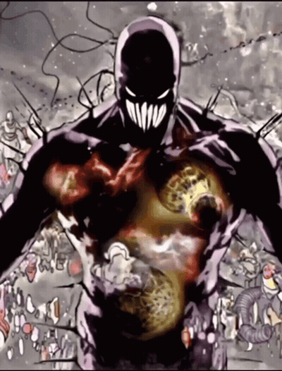 A Drawing Of A Superhero With A Glowing Face GIF