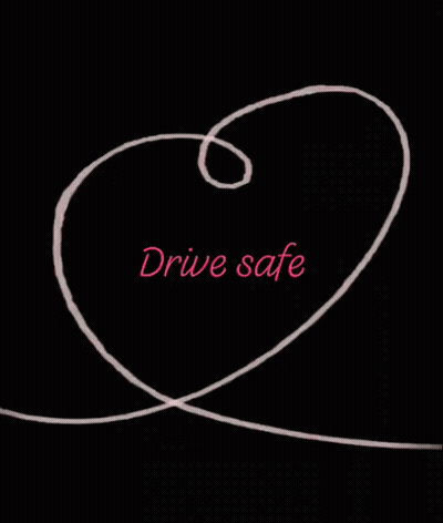 A Drawing Of A Swirl With The Words Drive Safe On It GIF