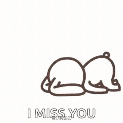 A Drawing Of A Teddy Bear Laying Down With The Words `` I Miss You '' Written Below It . GIF
