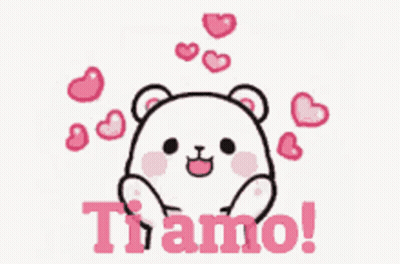 A Drawing Of A Teddy Bear With Hearts And The Word Ti Amo GIF