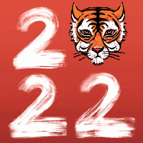 A Drawing Of A Tiger With The Numbers 2022 GIF