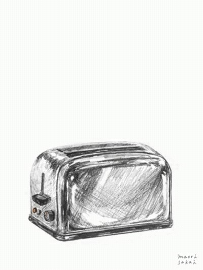 A Drawing Of A Toaster And A Slice Of Bread That Says Good Morning Handsome GIF