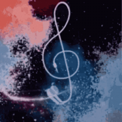A Drawing Of A Treble Clef With Headphones Attached To It GIF