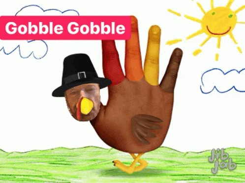 A Drawing Of A Turkey Made Out Of A Hand GIF