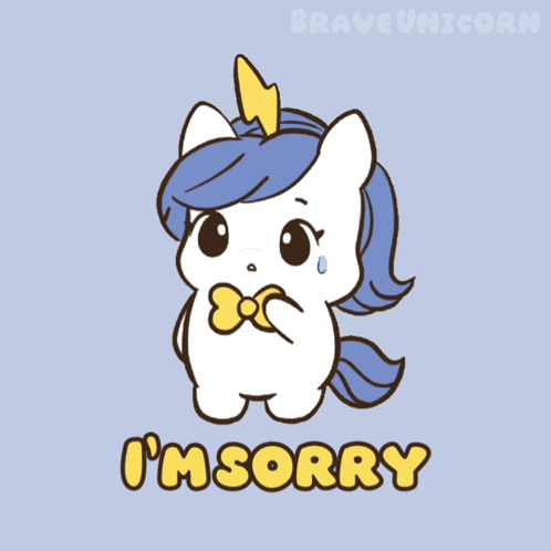 Unicorn With Sorry Written Below GIF