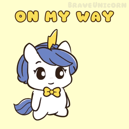 A Drawing Of A Unicorn With The Words On My Way Written Above It GIF
