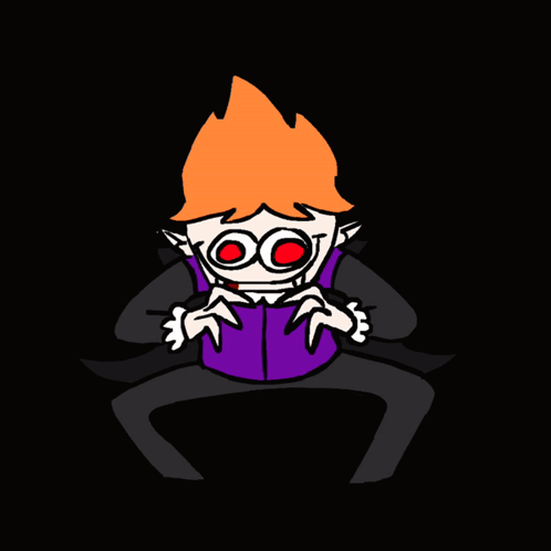 A Drawing Of A Vampire With Red Eyes And Fangs GIF