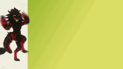 A Drawing Of A Werewolf On A Green And White Flag GIF