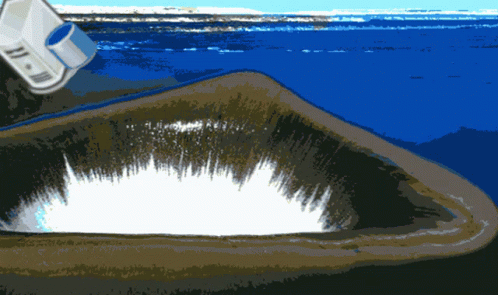 A Drawing Of A Whale 'S Mouth With A Bottle Of Water Coming Out Of It GIF