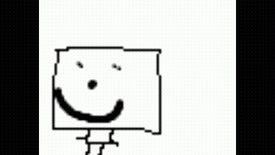 A Drawing Of A White Box With Red Horns GIF
