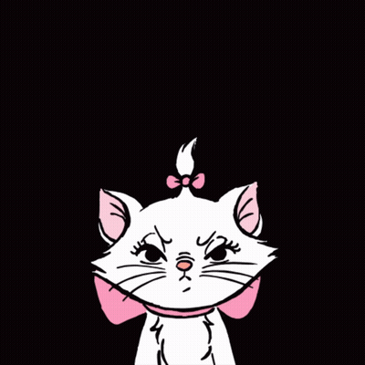 A Drawing Of A White Cat With A Pink Bow GIF