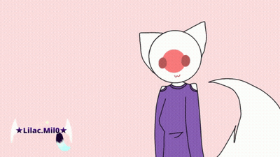 A Drawing Of A White Cat With A Red Nose And White Tail GIF