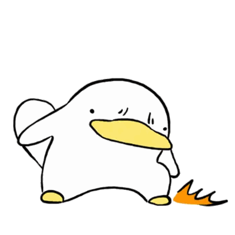 A Drawing Of A White Duck With A Yellow Beak Sticker