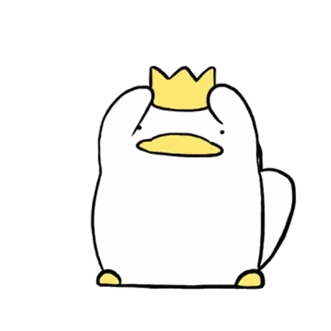 A Drawing Of A White Duck With A Yellow Beak Holding A Yellow Object Sticker